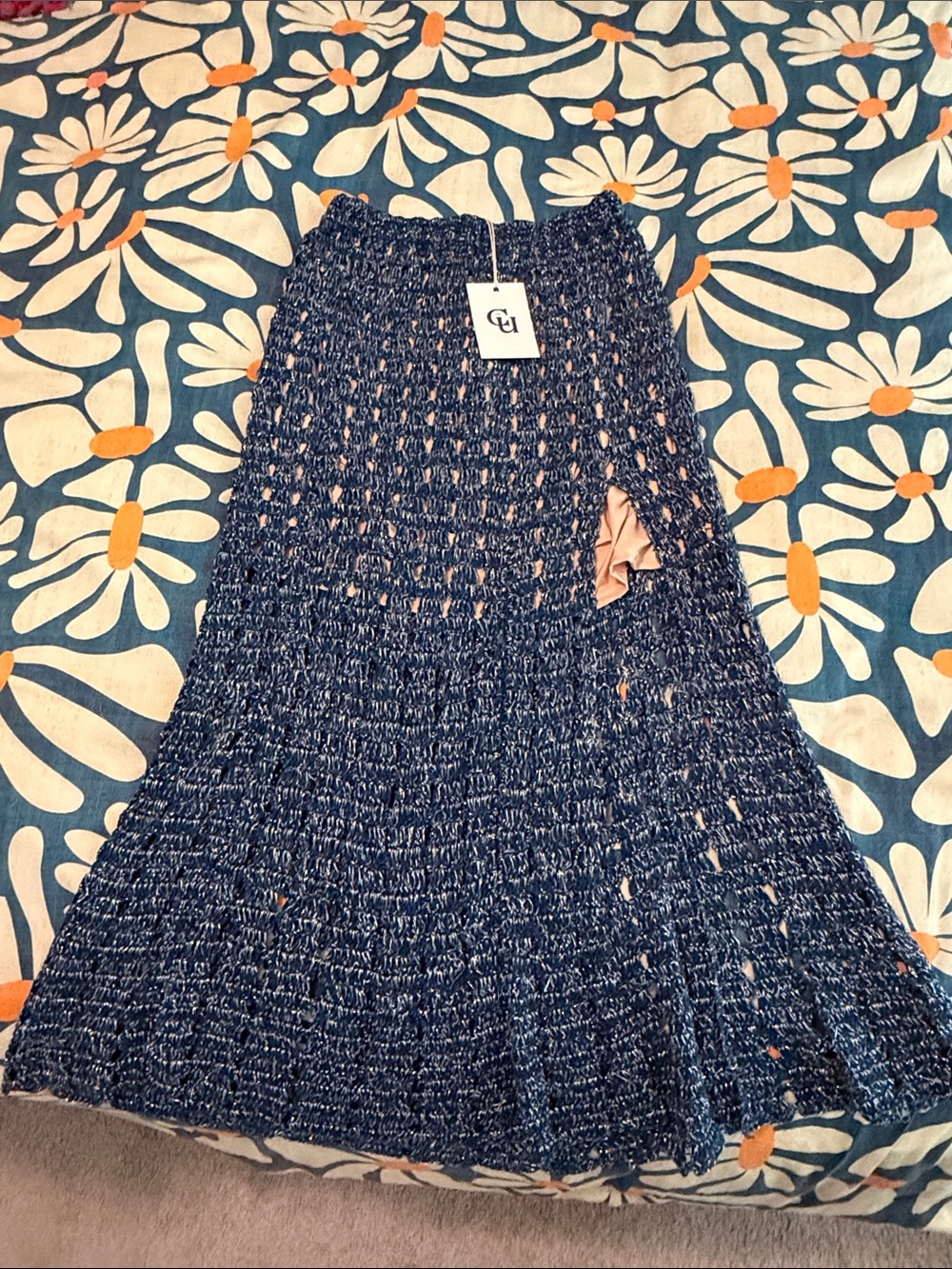 Feels Like Love Crochet Maxi Skirt with Side Slit - Picture 2 of 3